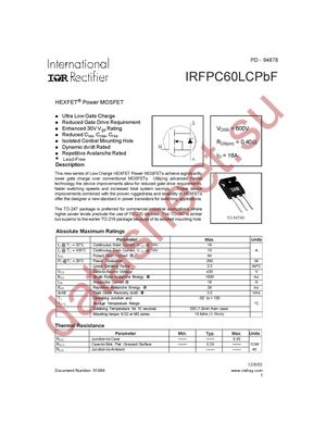 IRFPC60LCPBF datasheet  